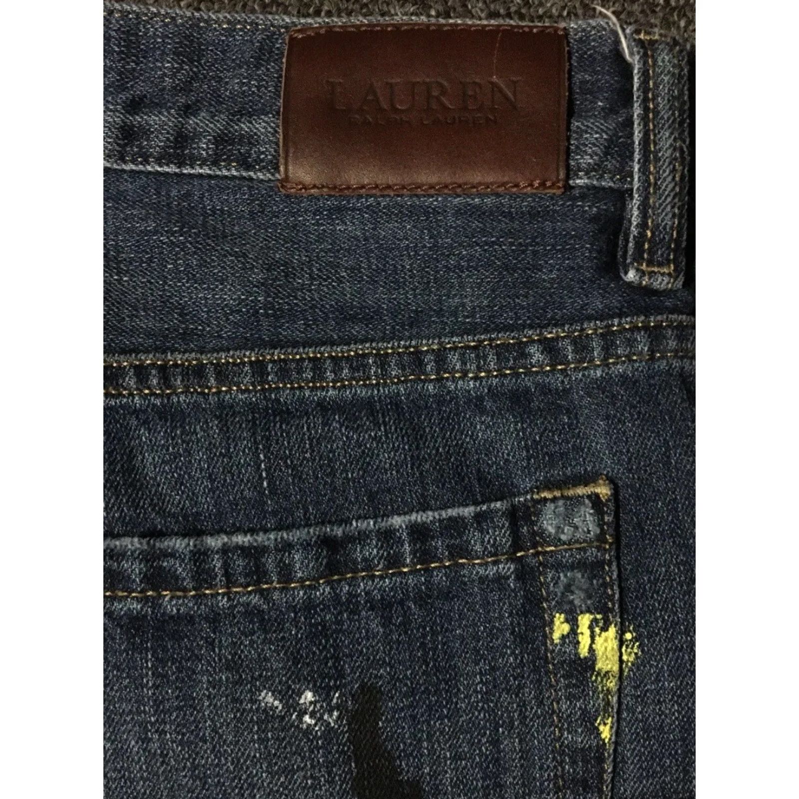 Ralph Lauren Polo Ralph Lauren Paint Splatter Girlfriend Jeans 14 Distress Art Sport Vtg 90s Womens Jeans 14 Blue Size 36" / US 14 / IT 50 - 3 Thumbnail