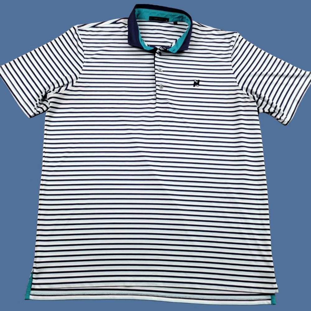 Vintage Greyson Golf Polo Mens XL White Blue Stripe Short Sleeve Pullover Activewear Casual Travel Golf Size US XL / EU 56 / 4 - 1 Thumbnail