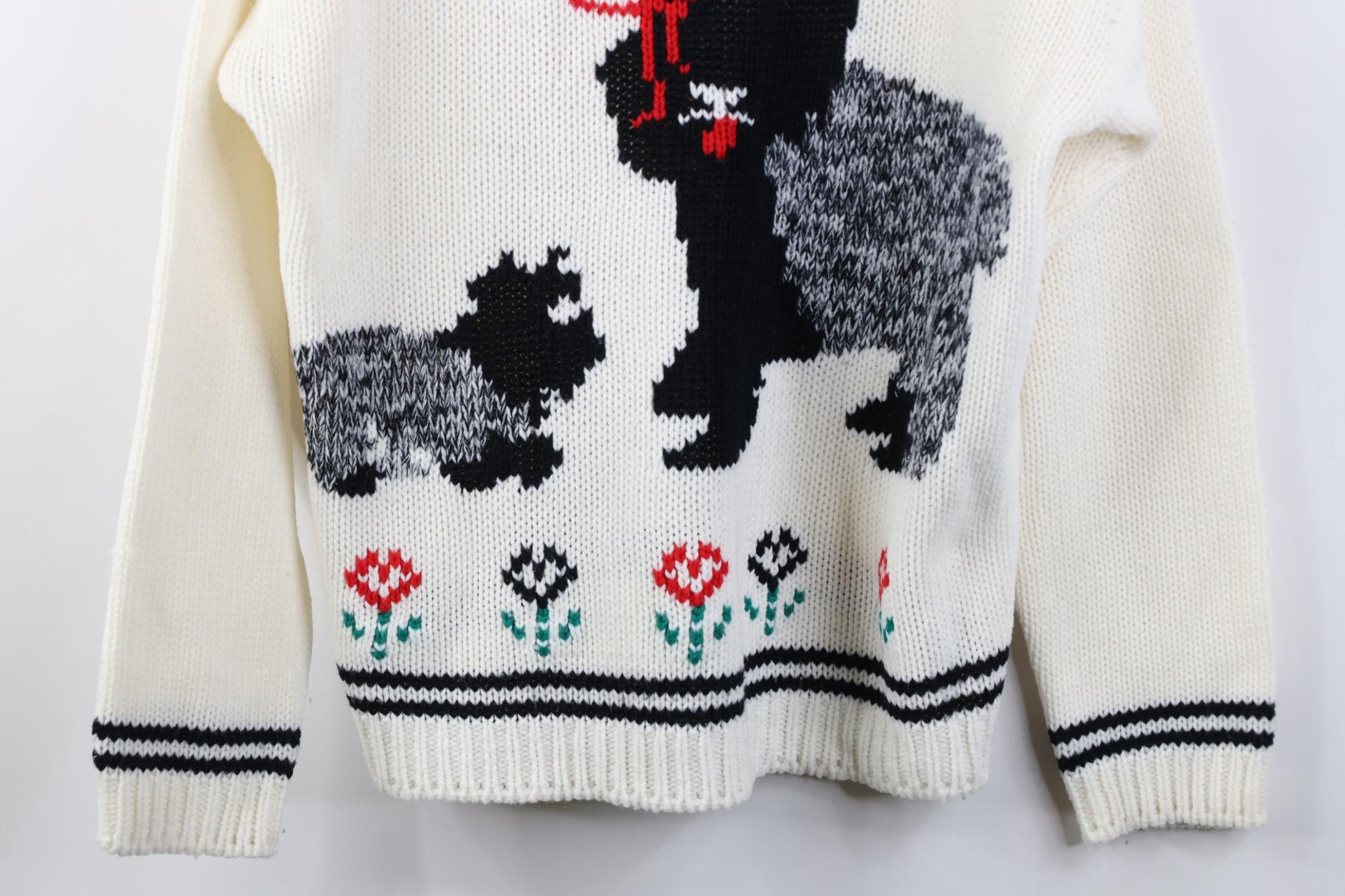 Vintage Vintage 80s 90s Abstract Dog Flower Heart Ribbed Sweater Size L / US 10 / IT 46 - 3 Thumbnail