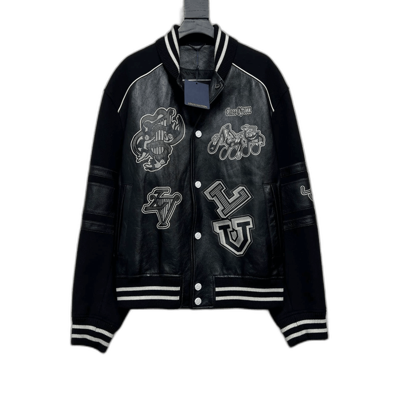 Louis Vuitton Louis Vuitton Black Leather Sleeve Baseball Jacket Size US L / EU 52-54 / 3 - 1 Thumbnail