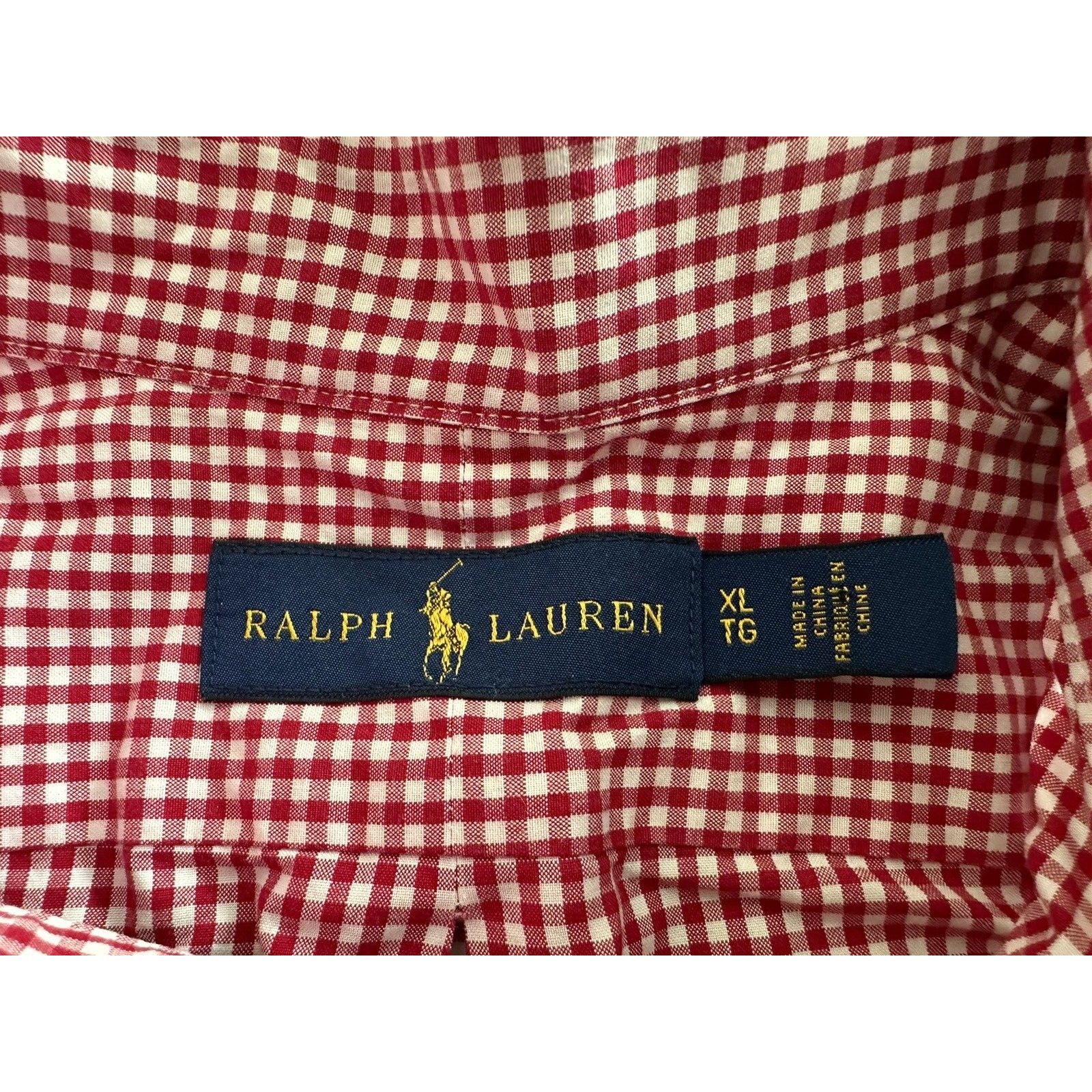 Ralph Lauren Ralph Lauren VINTAGE, Button Up XL Red/White Check Navy Pony Size US XL / EU 56 / 4 - 2 Thumbnail