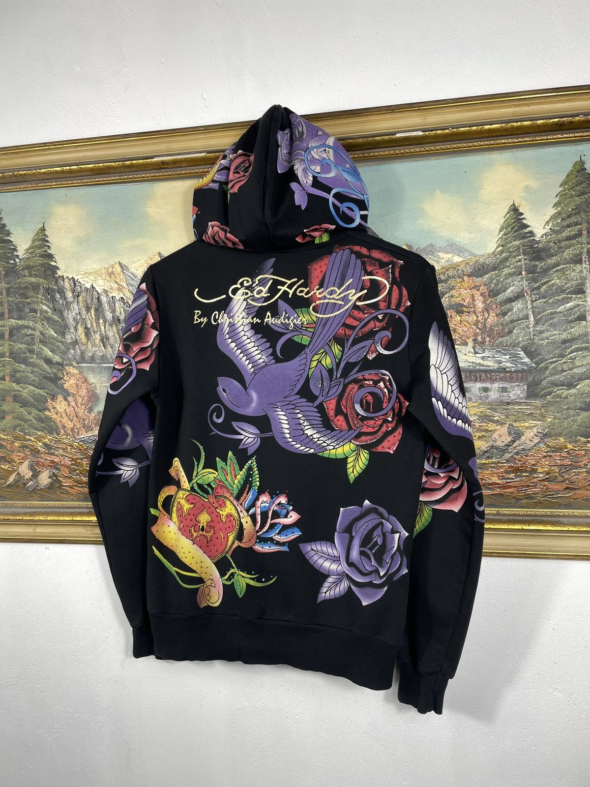 Christian Audigier Ed Hardy Retro 00s Hoodie With Crystals Affliction Grunge Size S / US 4 / IT 40 - 7 Thumbnail