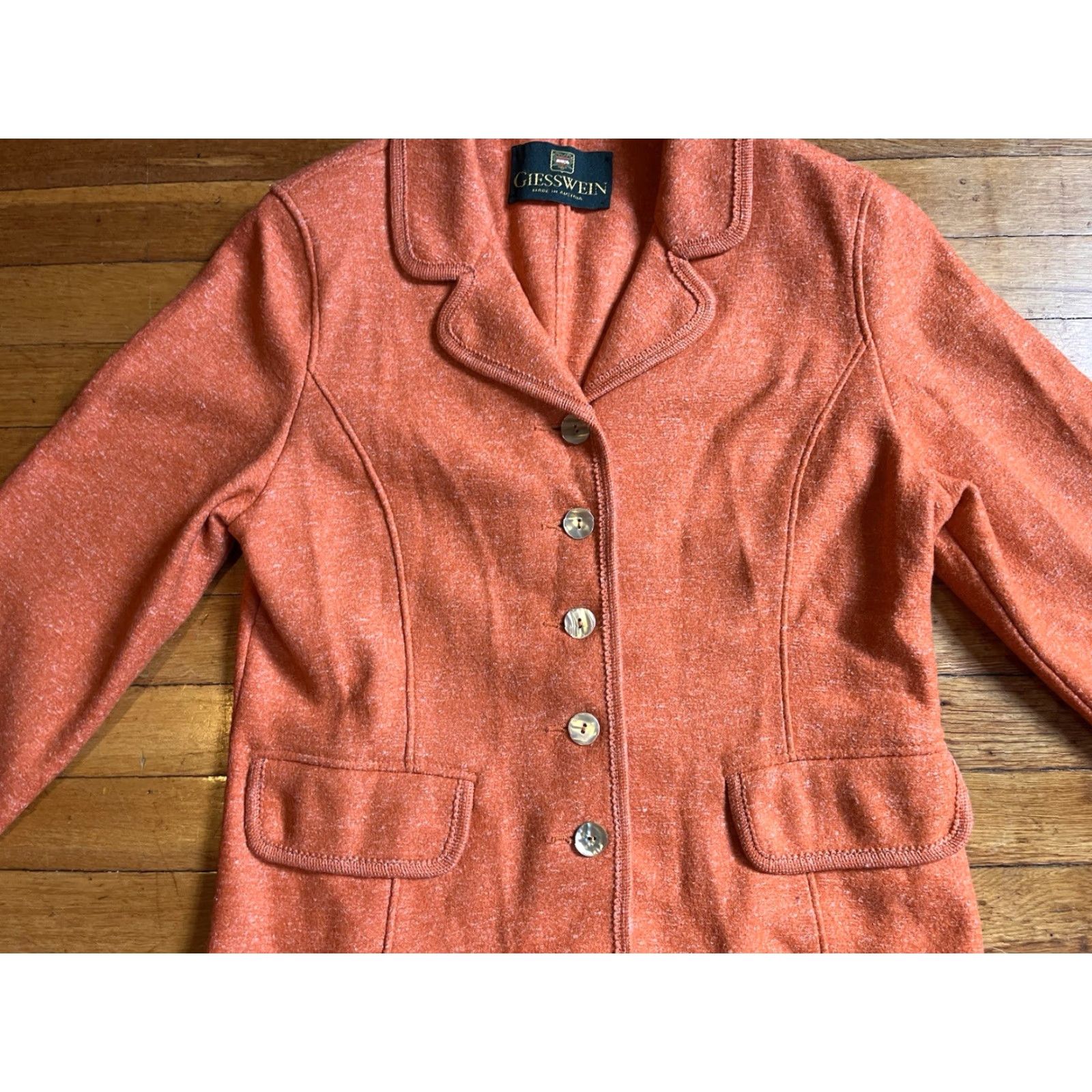 Vintage VINTAGE Giesswein Austria Jacket Women’s 8 Orange Wool Linen Blend Size M / US 6-8 / IT 42-44 - 3 Thumbnail