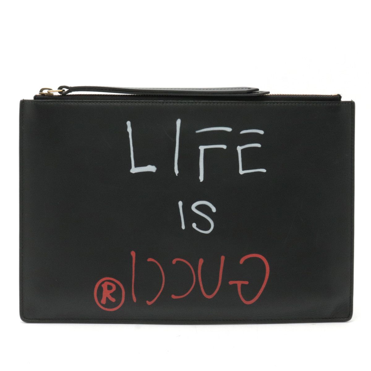 Gucci Gucci Gucci Ghost Leather Clutch Bag Black Leather Clutch Bag 445597 Size ONE SIZE - 1 Thumbnail