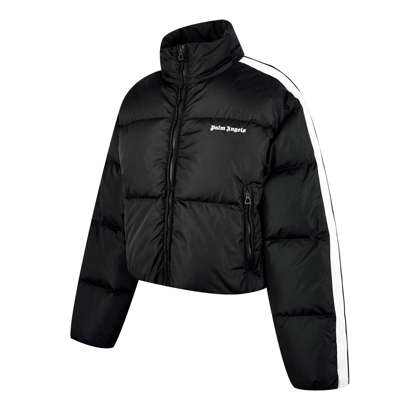 Palm Angels o1g2r1mq0325 Cropped Track Padded jacket in Black & White Size L / US 10 / IT 46 - 3 Thumbnail