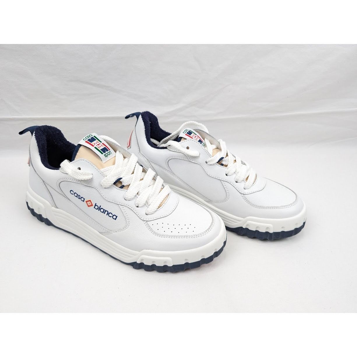 Casablanca o1rshd1 Men's Court Sneakers in White Navy Size US 9 / EU 42 - 14 Thumbnail