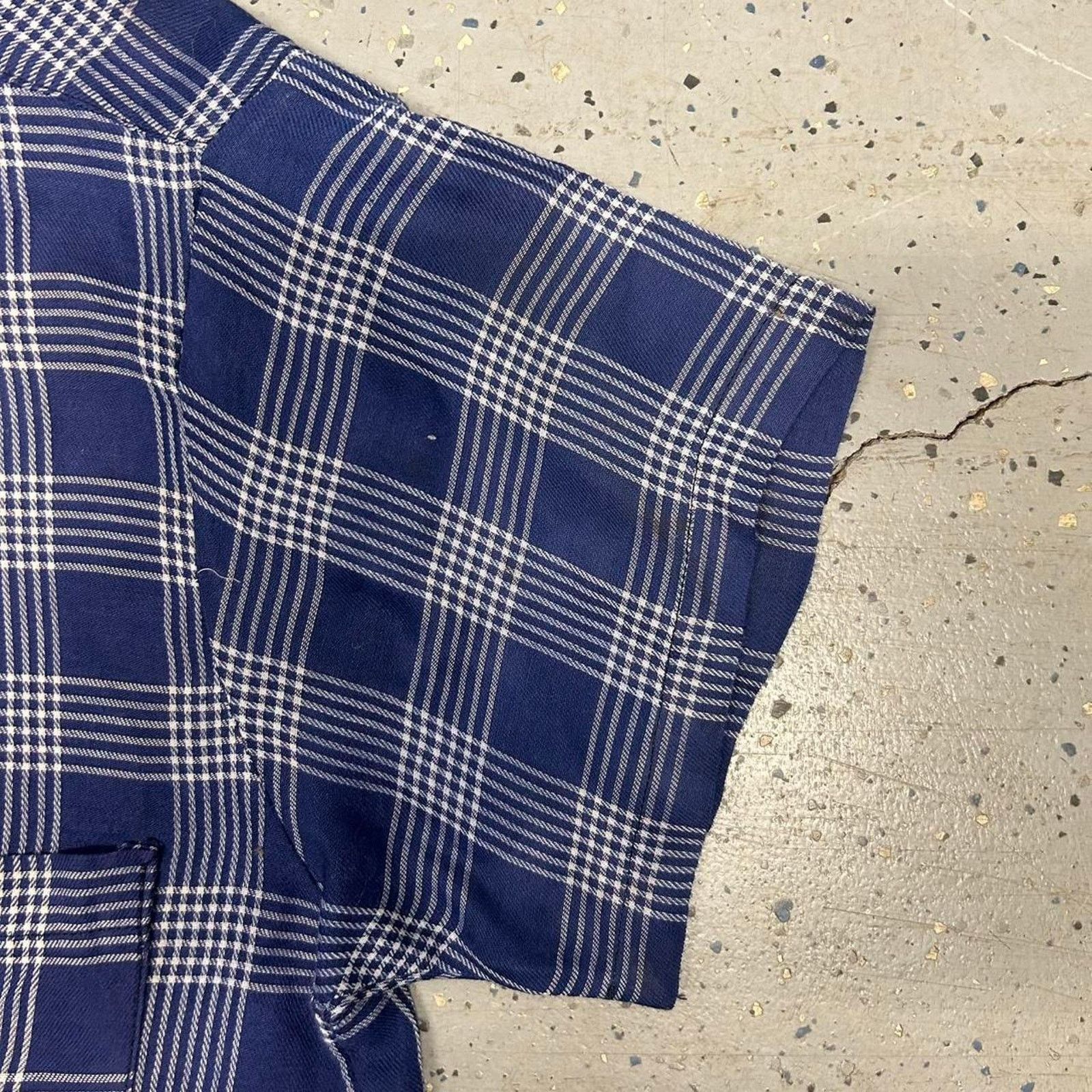 Other VTG 60s/70s Blue and white plaid button-up shirt Size US L / EU 52-54 / 3 - 3 Thumbnail