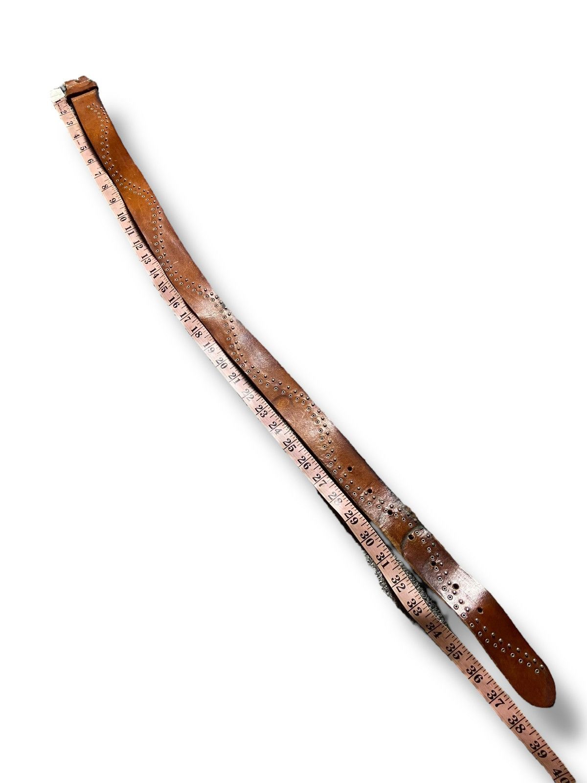 Japanese Brand Brown Metal Studded Leather Belt (142) Size 38 - 5 Thumbnail