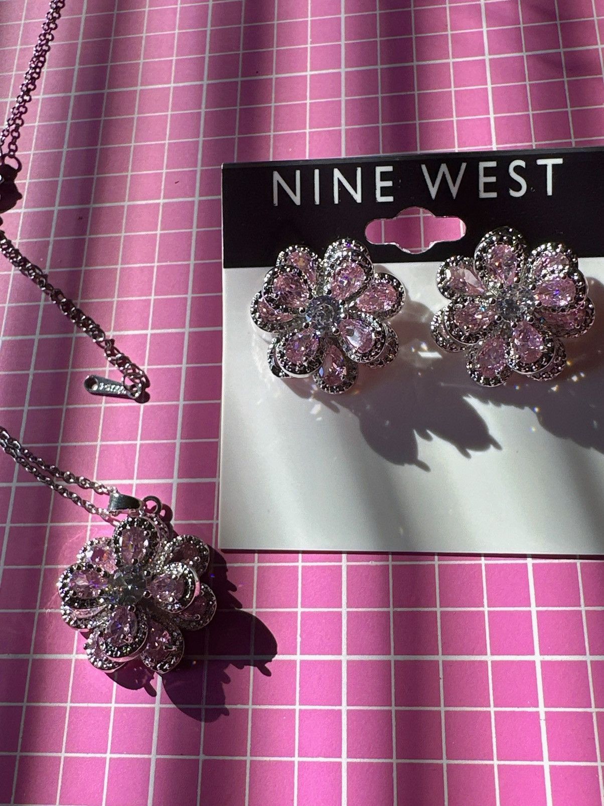 Nine West Nine West 2pc set necklace + earring silver diamonds paved Size ONE SIZE - 6 Thumbnail
