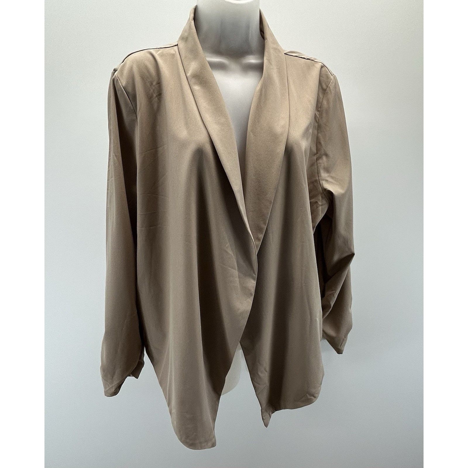 Other Zenobia Tan Blazer Jacket Womens Size2XL Open Front Ruched Size XXL / US 16-18 / IT 52-54 - 2 Thumbnail