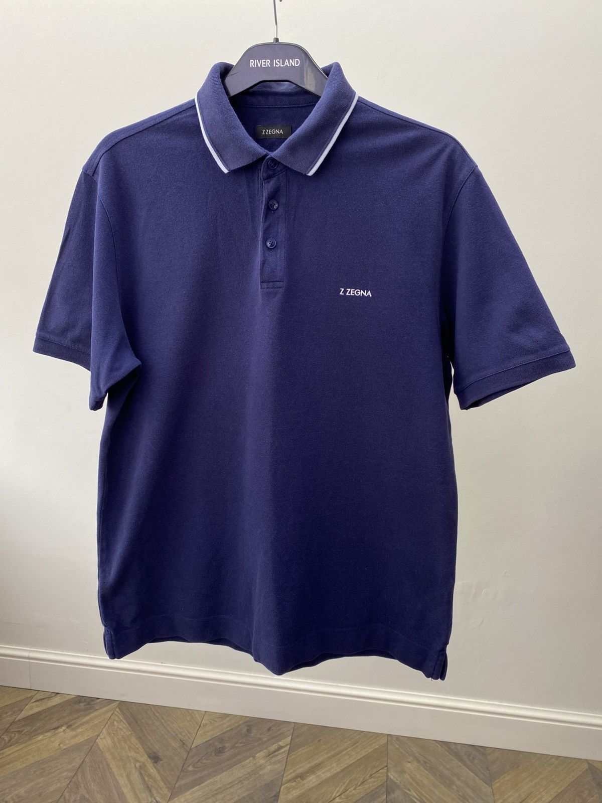 Z Zegna Vintage Z Zegna Navy Embroidered Logo Polo Shirt Size US L / EU 52-54 / 3 - 3 Thumbnail