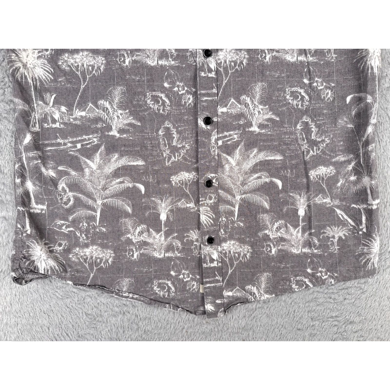 Quiksilver Quiksilver Waterman Shirt Adult XL Gray SLIM Palm Cotton Blend Hawaiian Floral Button-Up Short Sleeve Casual Holiday Resort Beach Mens Size US XL / EU 56 / 4 - 5 Thumbnail