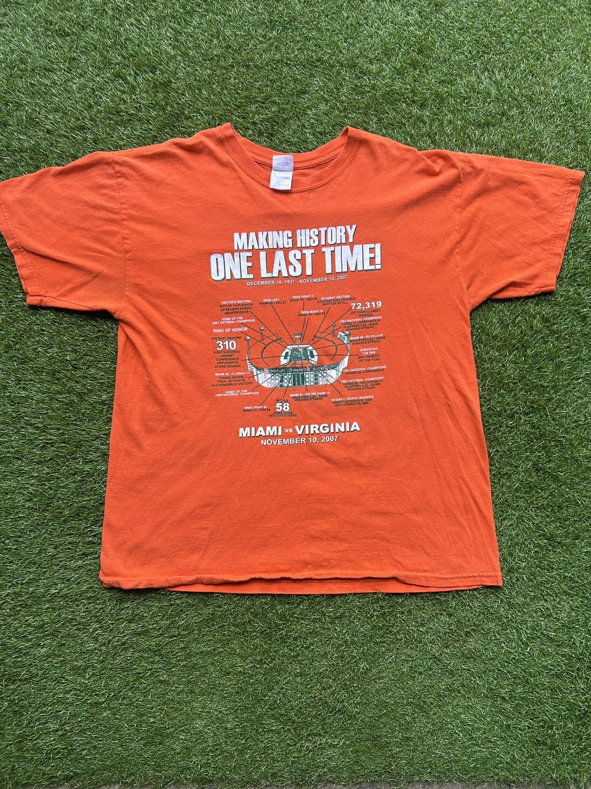 NCAA Vintage 2007 Miami Hurricanes Orange Bowl Final Game T-Shirt Size US L / EU 52-54 / 3 - 1 Thumbnail