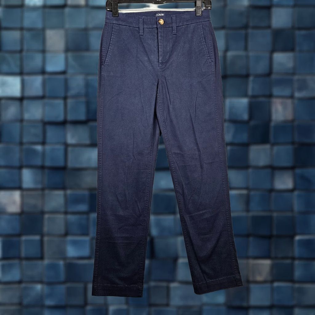 J.Crew J.CREW Chino Pants Navy Blue Casual Mid Rise 00 Regular Button Front Womens New Size 24" / US 00 / IT 34 - 1 Thumbnail