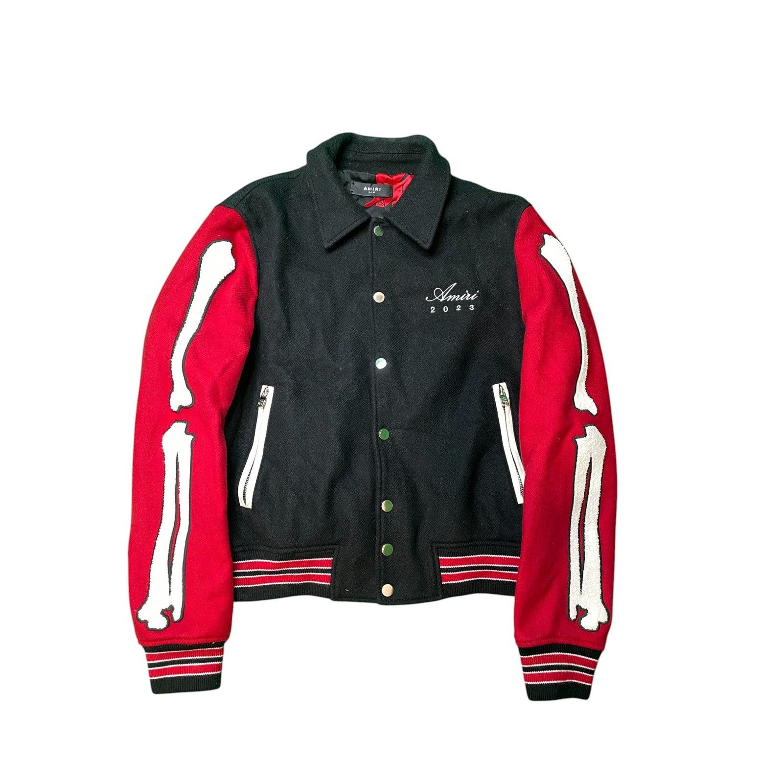 Amiri Amiri Red Rabbit Bone Varsity Black Jacket Size US M / EU 48-50 / 2 - 1 Thumbnail