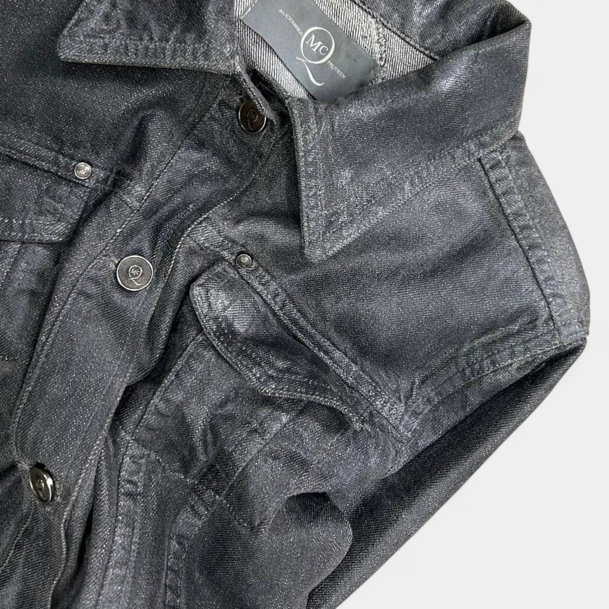 Alexander McQueen McQ Alexander McQueen SS08 Waxed Cropped Denim Trucker Jacke Size S / US 4 / IT 40 - 4 Thumbnail