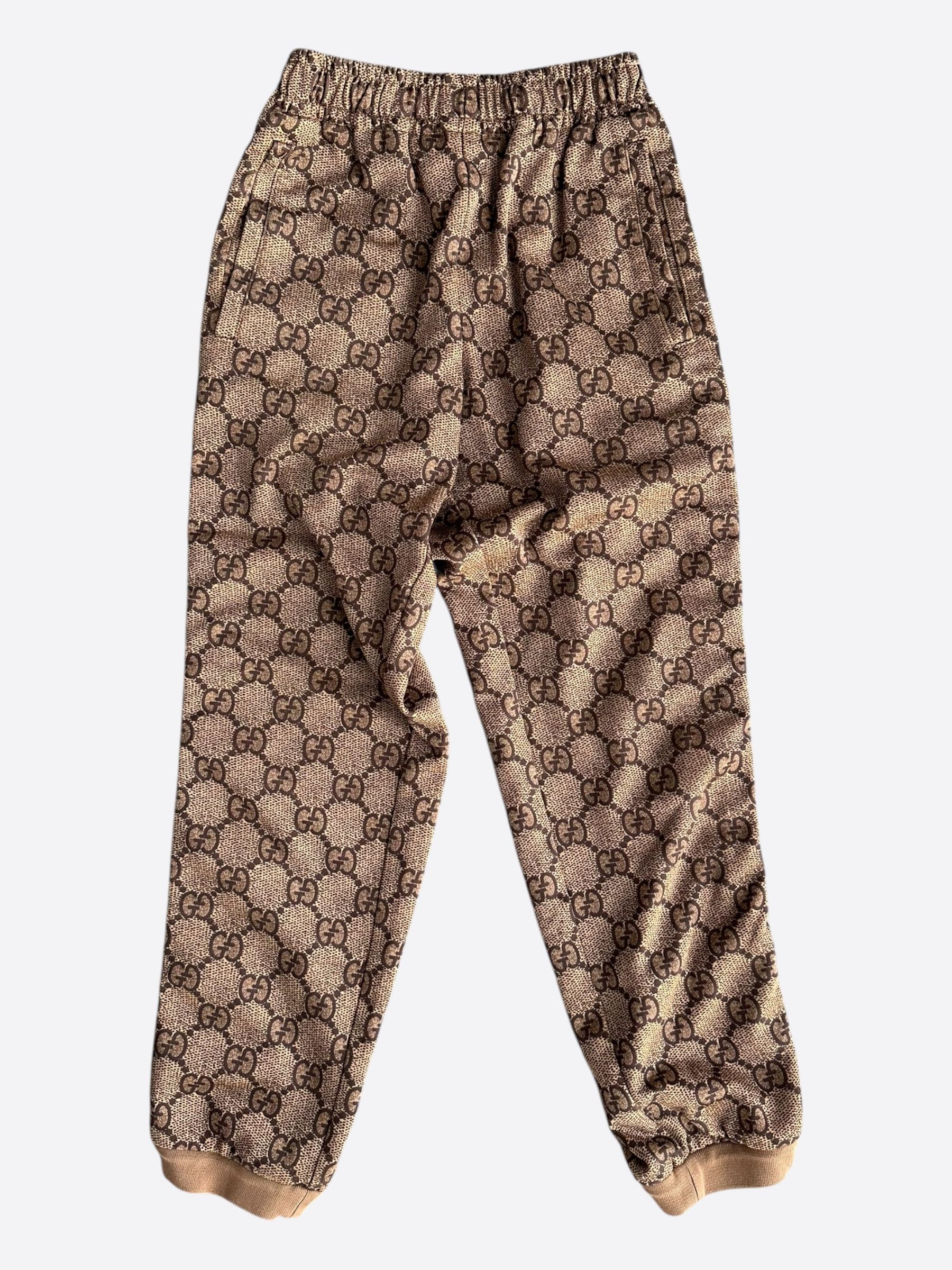 Gucci Gucci Tan Monogram Striped Track Pants Size US 30 / EU 46 - 1 Thumbnail