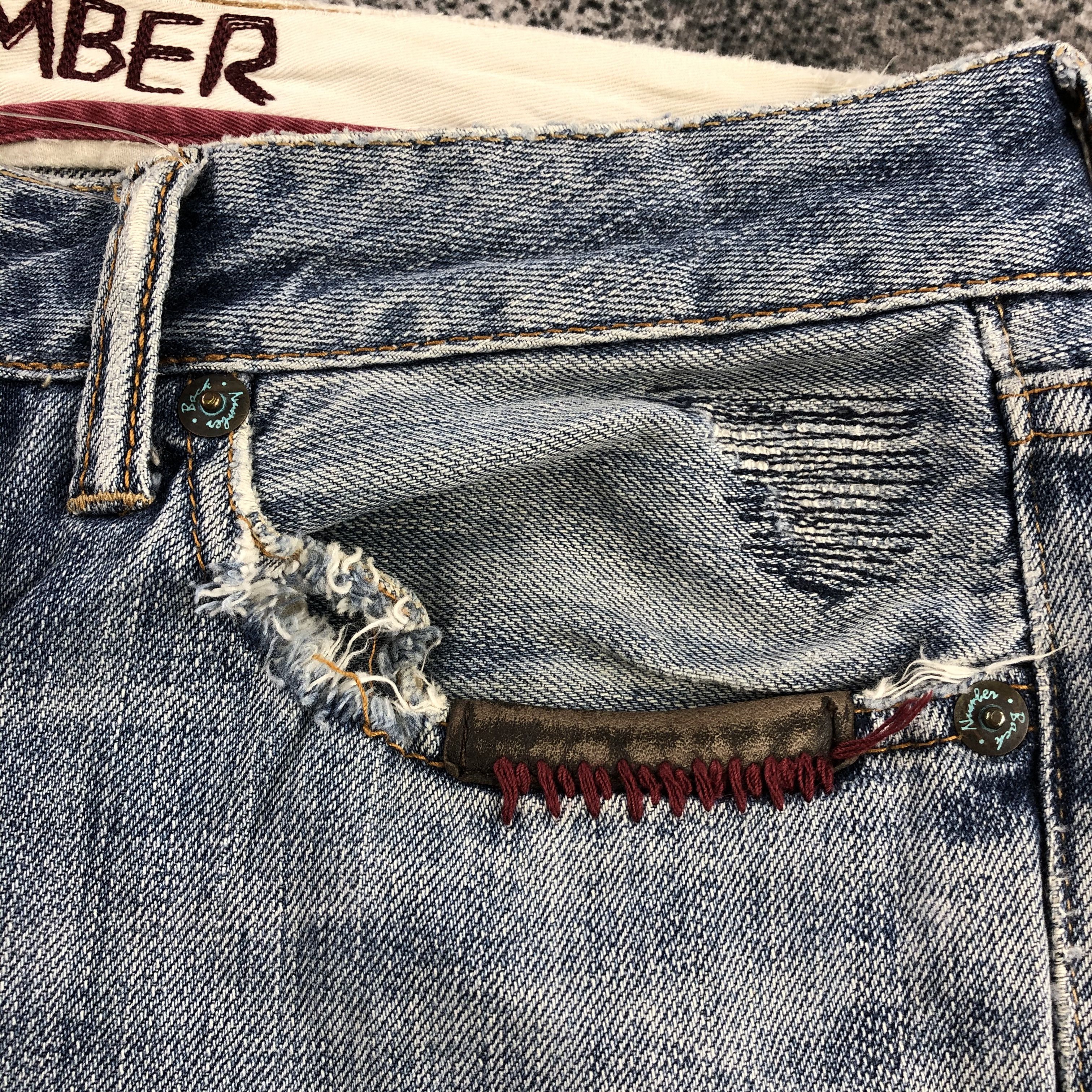 Japanese Brand Back Number Jeans Patchwork Cropped Denim KJ754 Size US 34 / EU 50 - 11 Thumbnail