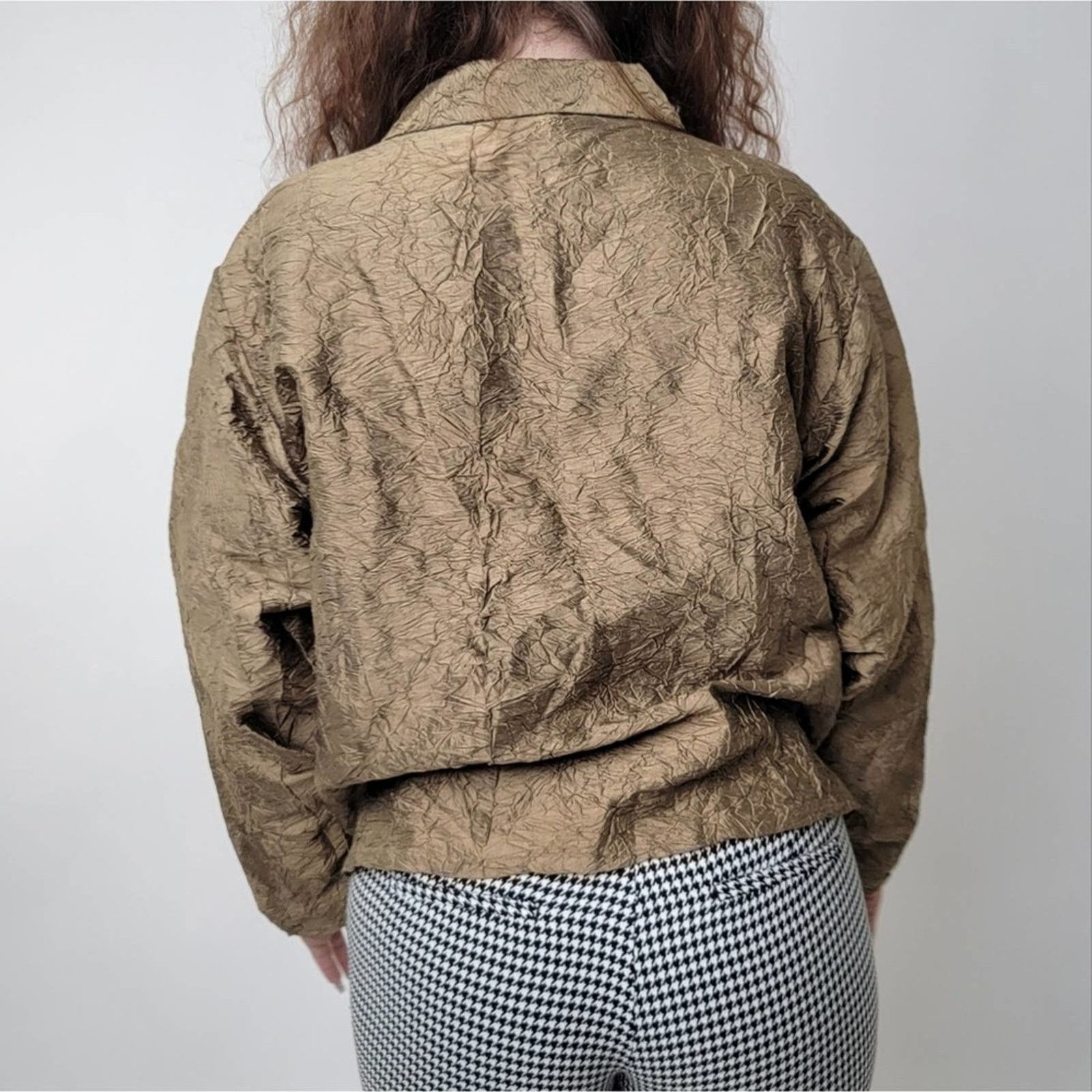 Orvis Vintage 90s Orvis Gold Ruffled Silk button Up Jacket - M Size M / US 6-8 / IT 42-44 - 2 Thumbnail