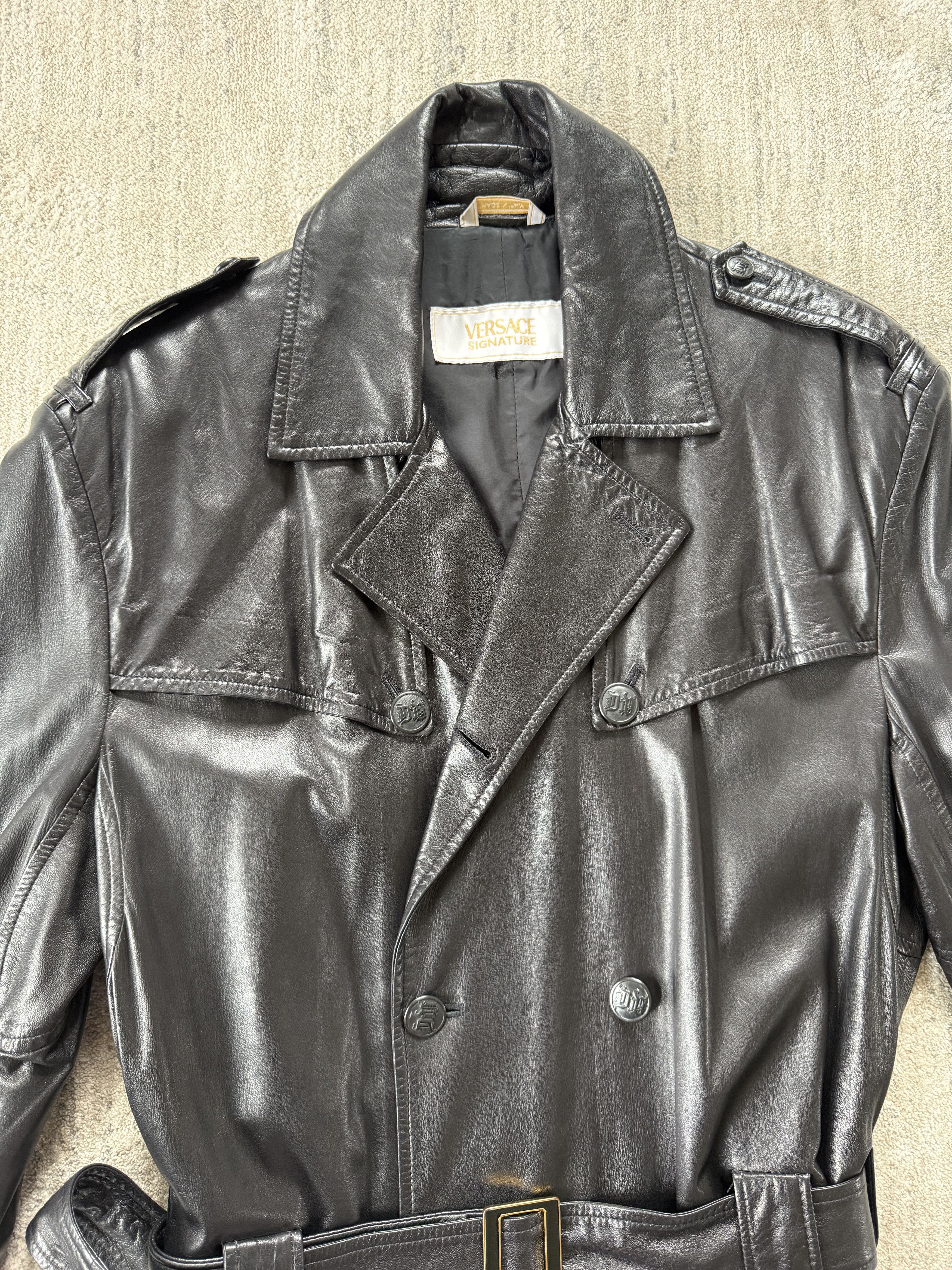 Versace Versace Signature Black Leather Trench Coat Size US L / EU 52-54 / 3 - 4 Thumbnail