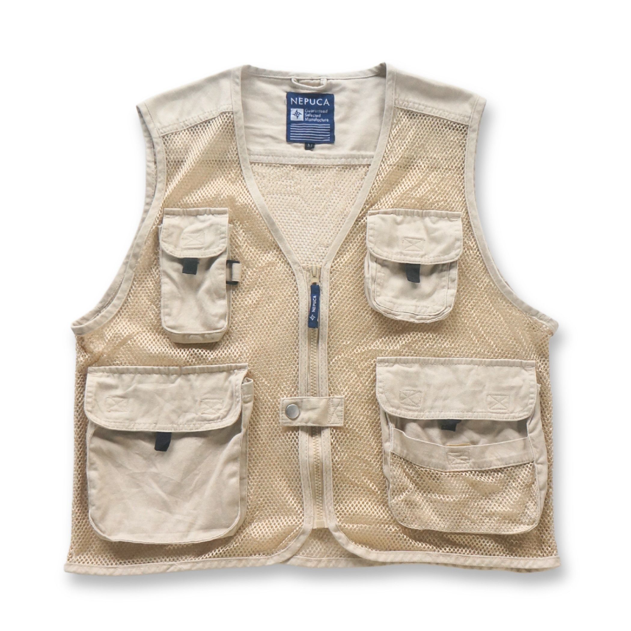 Japanese Brand Nepuca Multi-Pockets Beige Mesh Vest Size US M / EU 48-50 / 2 - 1 Thumbnail