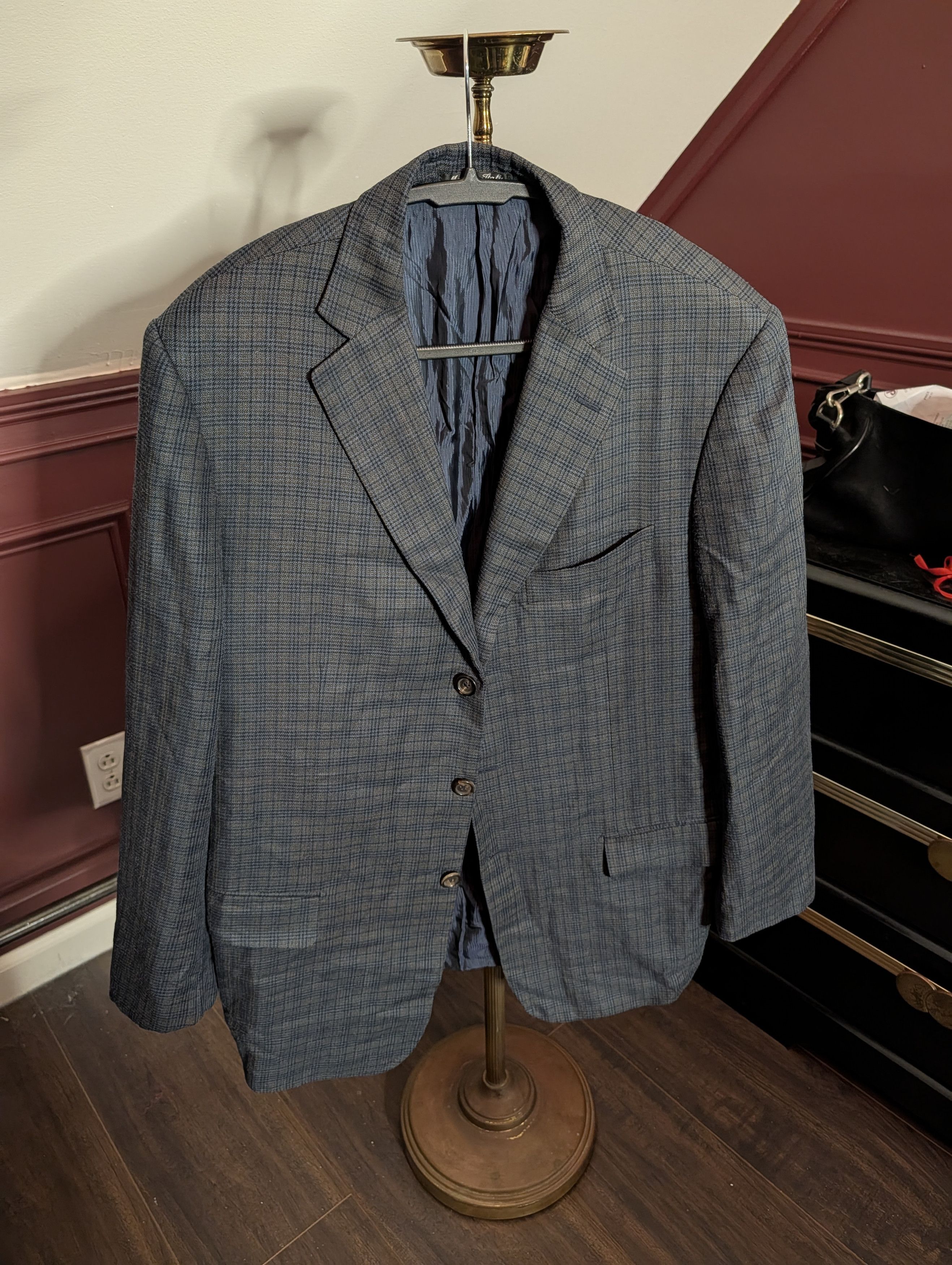 Pal Zileri SILK Green Blue plaid patterned made in Italy sport coat Size 42R - 11 Thumbnail
