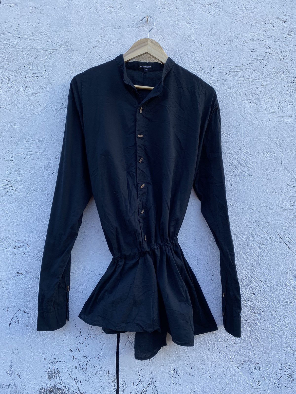 Ann Demeulemeester Black Poplin Belted Dress Size XS / US 0-2 / IT 36-38 - 1 Thumbnail