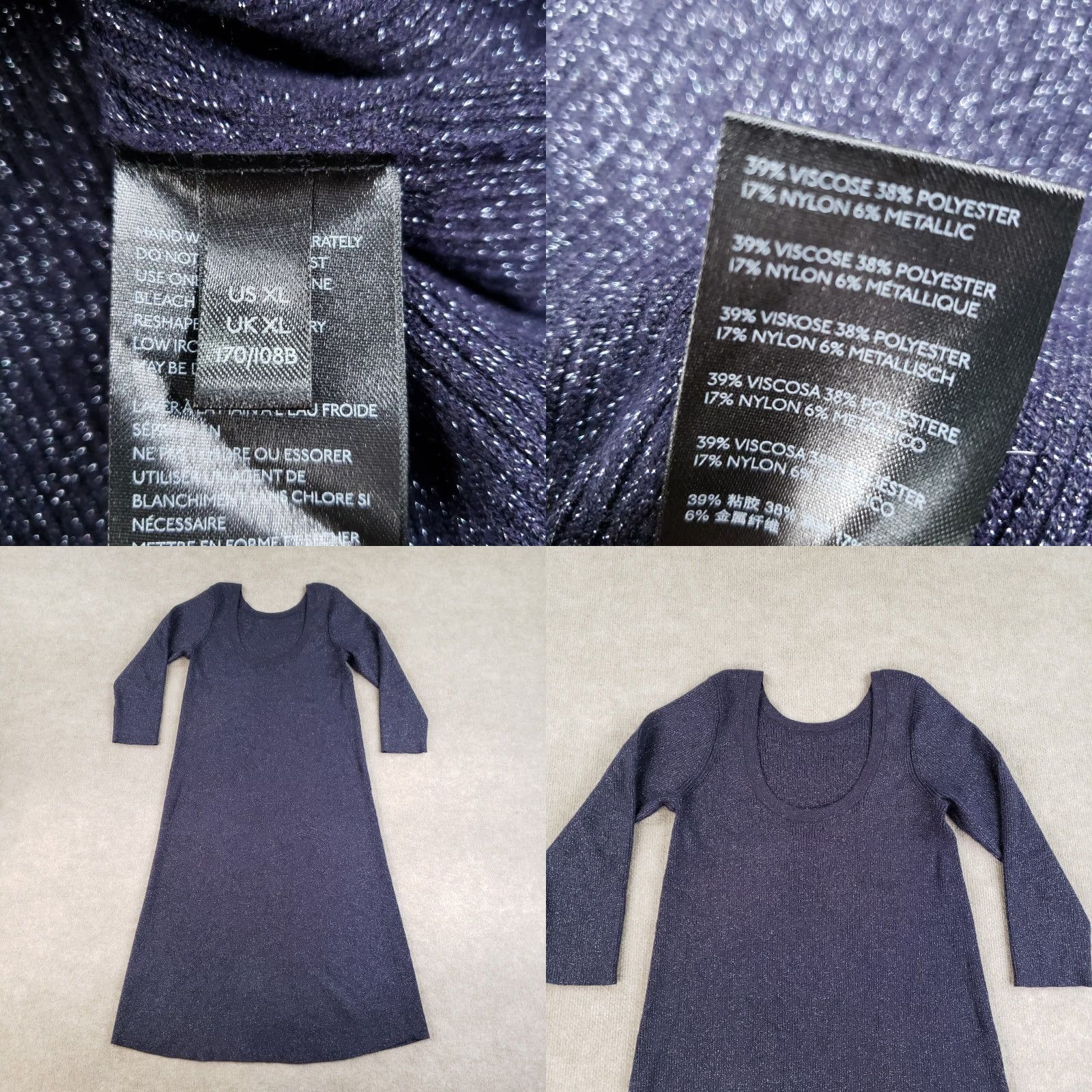 Anthropologie Anthropologie Selena Dress Women XL Blue Shimmer Knit Midi Dip Back Ribbed Size XL / US 12-14 / IT 48-50 - 8 Thumbnail