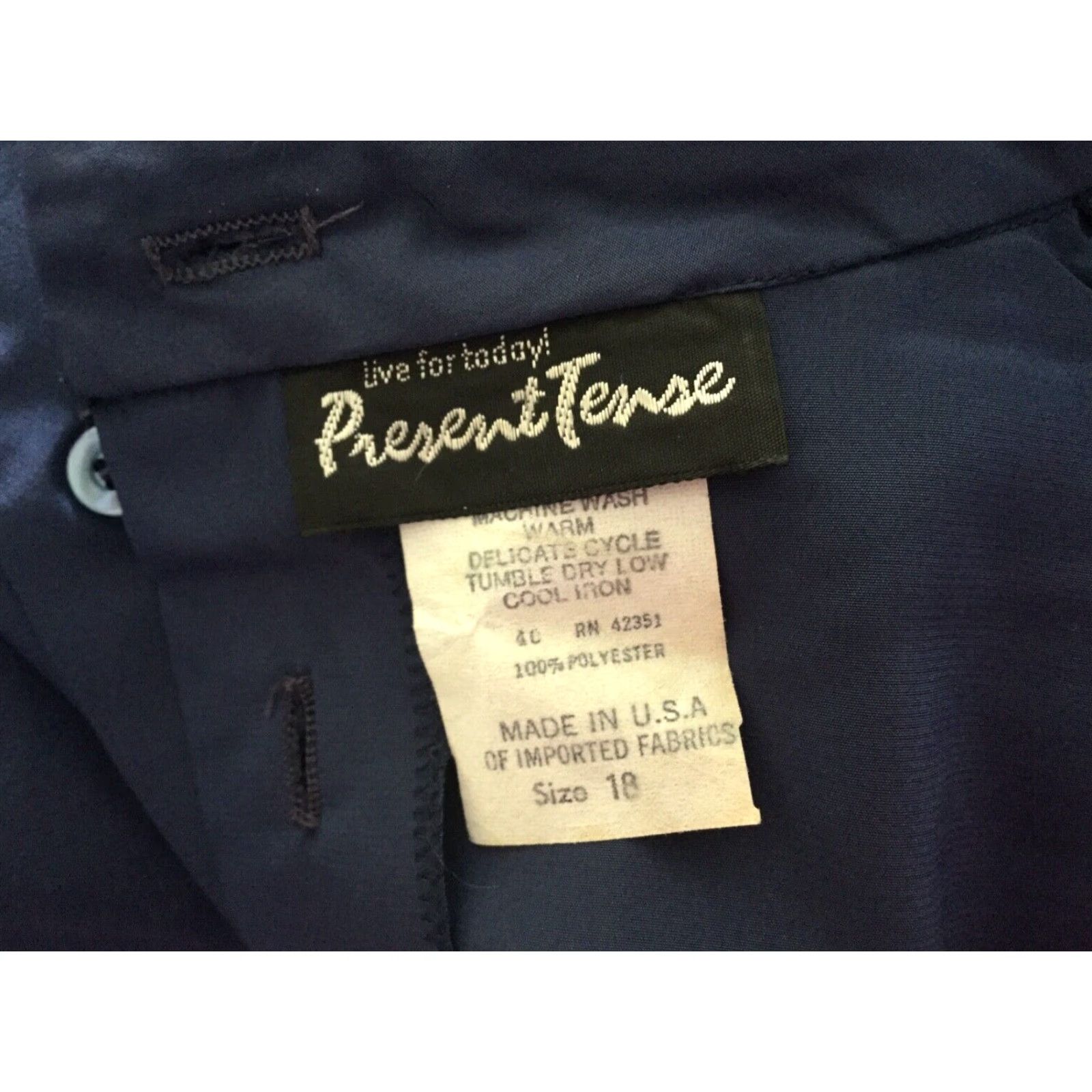 Vintage PRESENT TENSE Womens Vintage Shirt Blouse Size 18 Solid Blue Size XXL / US 16-18 / IT 52-54 - 4 Thumbnail