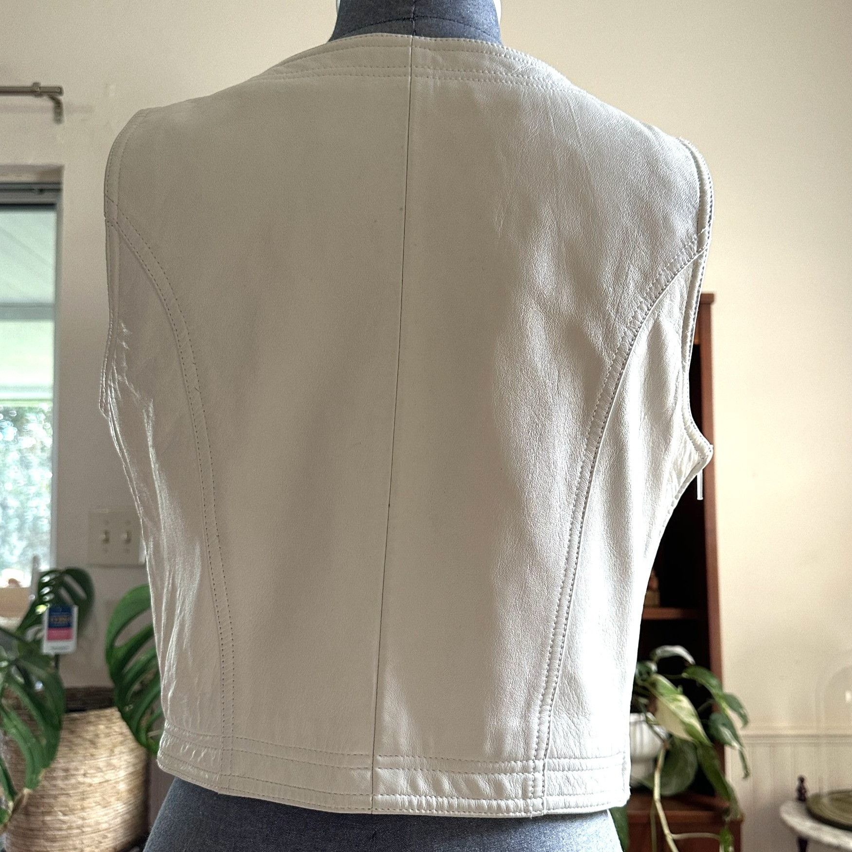 Tannery West Tannery West White Leather Lace Up Vest 1990s Size L / US 10 / IT 46 - 4 Thumbnail