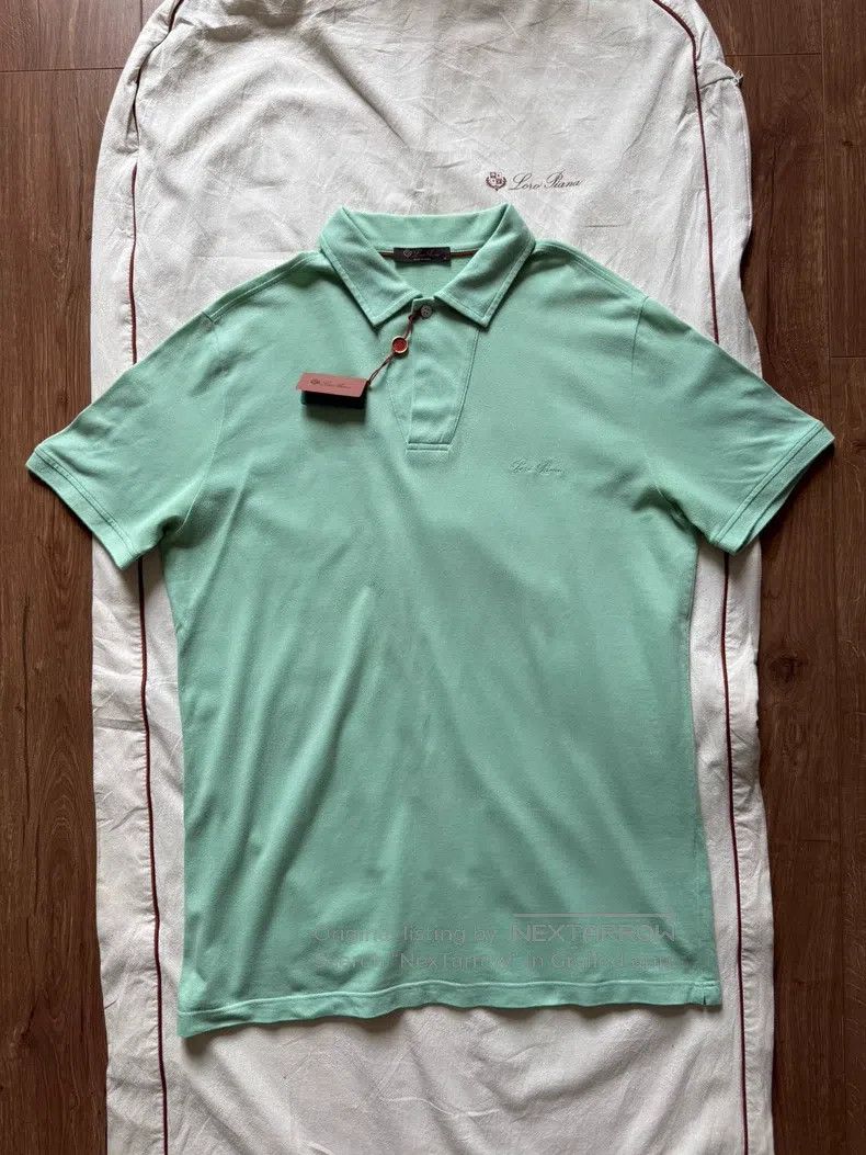 Loro Piana Loro Piana Light Green Short Sleeve Polo Shirt Size US M / EU 48-50 / 2 - 1 Thumbnail