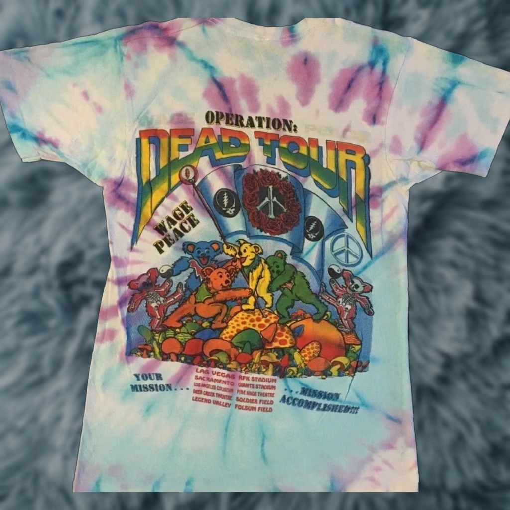 Vintage VINTAGE Grateful Dead Desert Storm Tour Shirt M Blue Short Sleeve Graphic Tee Mens 90s Concert Jerry Garcia Tie Dye Single Stitch USA Size US M / EU 48-50 / 2 - 1 Thumbnail