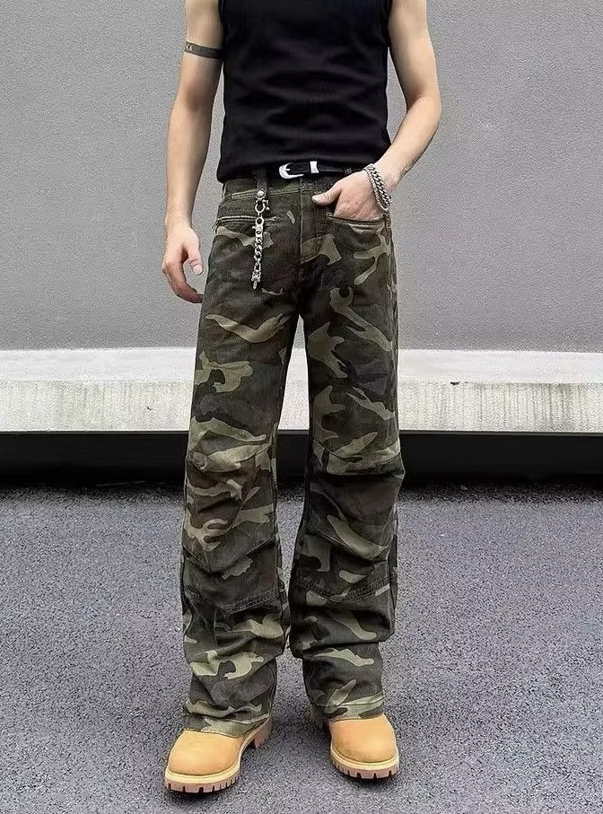 Japanese Brand × Jean Zipper Camouflage Straight Leg Jeans Size US 33 - 2 Thumbnail