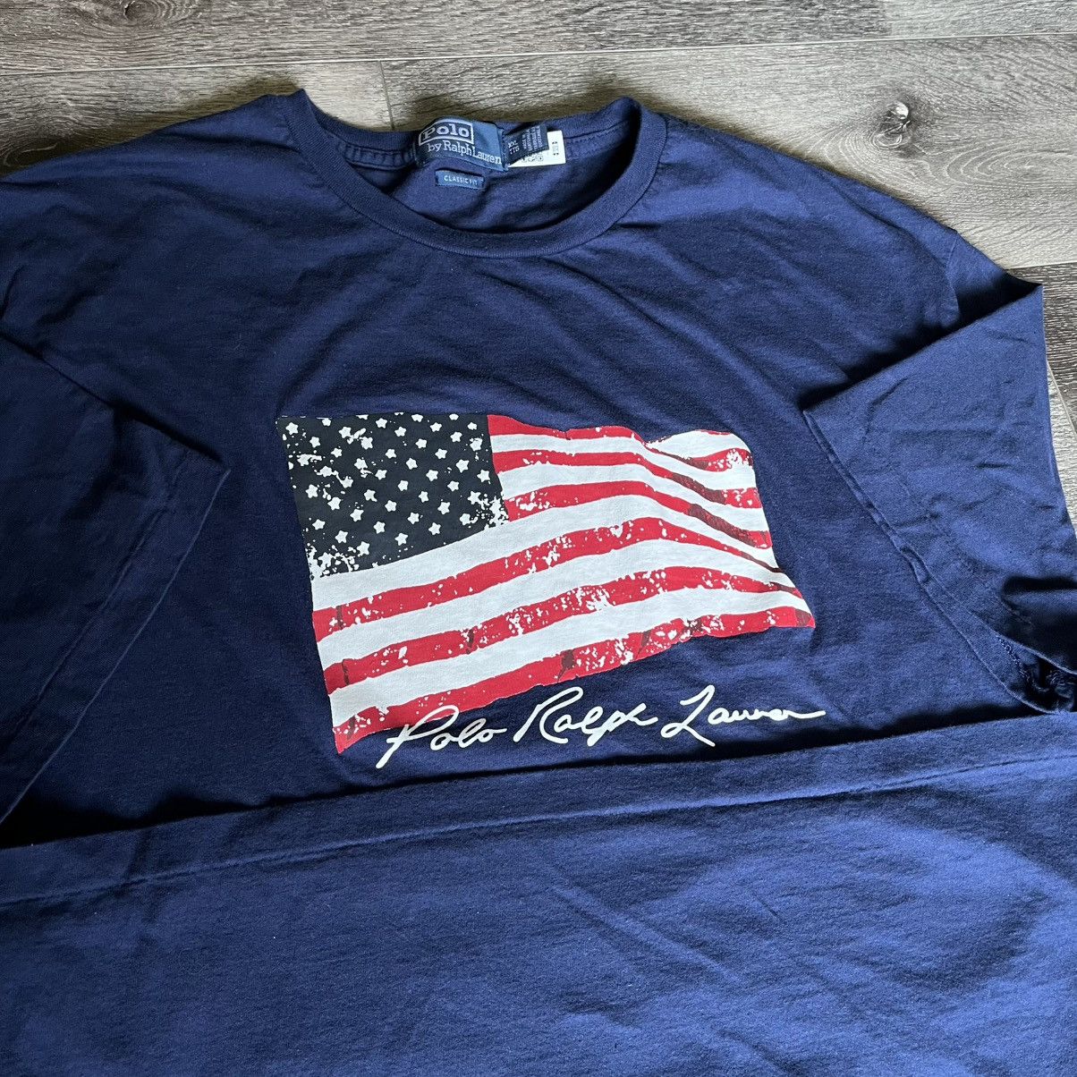Polo Ralph Lauren × Ralph Lauren × Vintage Vintage Polo Ralph Lauren Classic Fit American Flag T Shirt Size US XXL / EU 58 / 5 - 8 Thumbnail