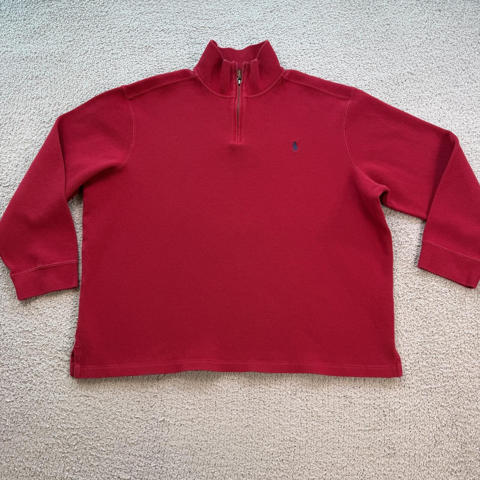 Polo Ralph Lauren Vintage Y2K Polo Ralph Lauren Red Quarter Zip Sweater XXL Size US XXL / EU 58 / 5 - 1 Thumbnail
