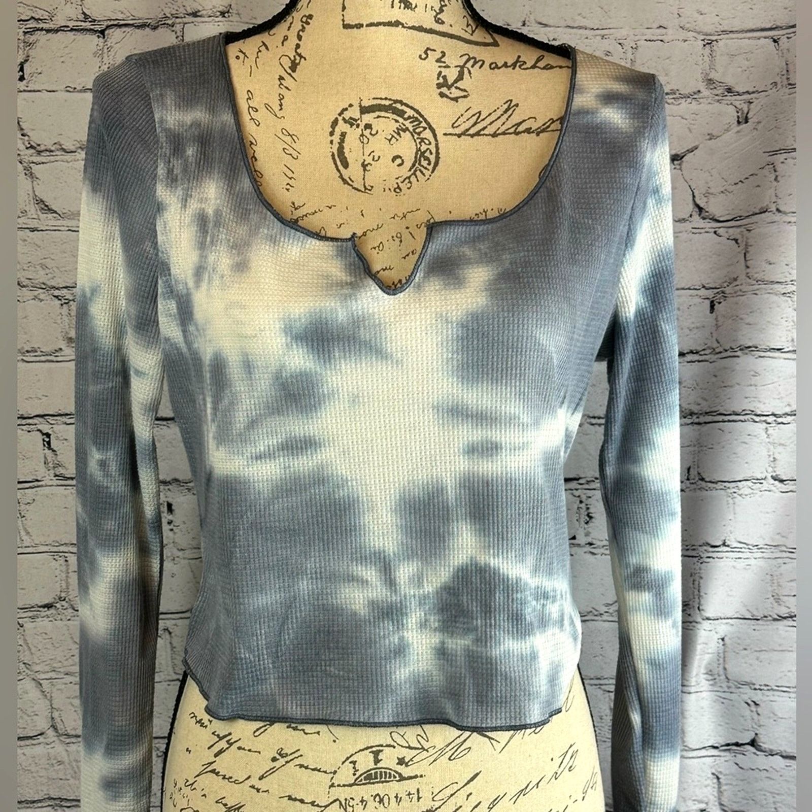 Nordstrom × Other All in Favor Tie Dye Waffle Knit Crop Top Grey XL Size XL / US 12-14 / IT 48-50 - 5 Thumbnail