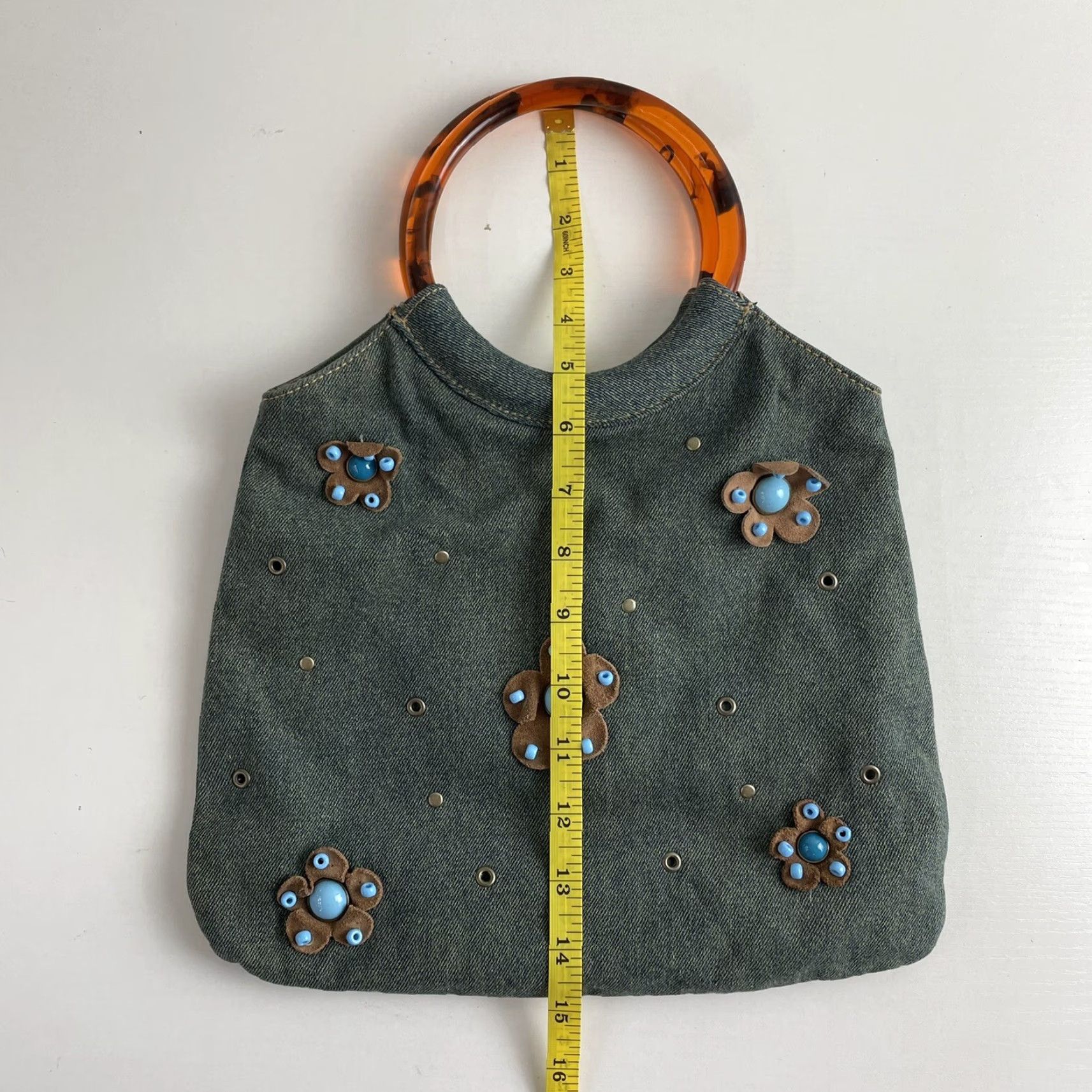 Vintage VINTAGE Rampage Denim Shoulder Bag Purse Floral Studded McBling Fairy Grunge Y2K Blue Bag Womens Size ONE SIZE - 3 Thumbnail