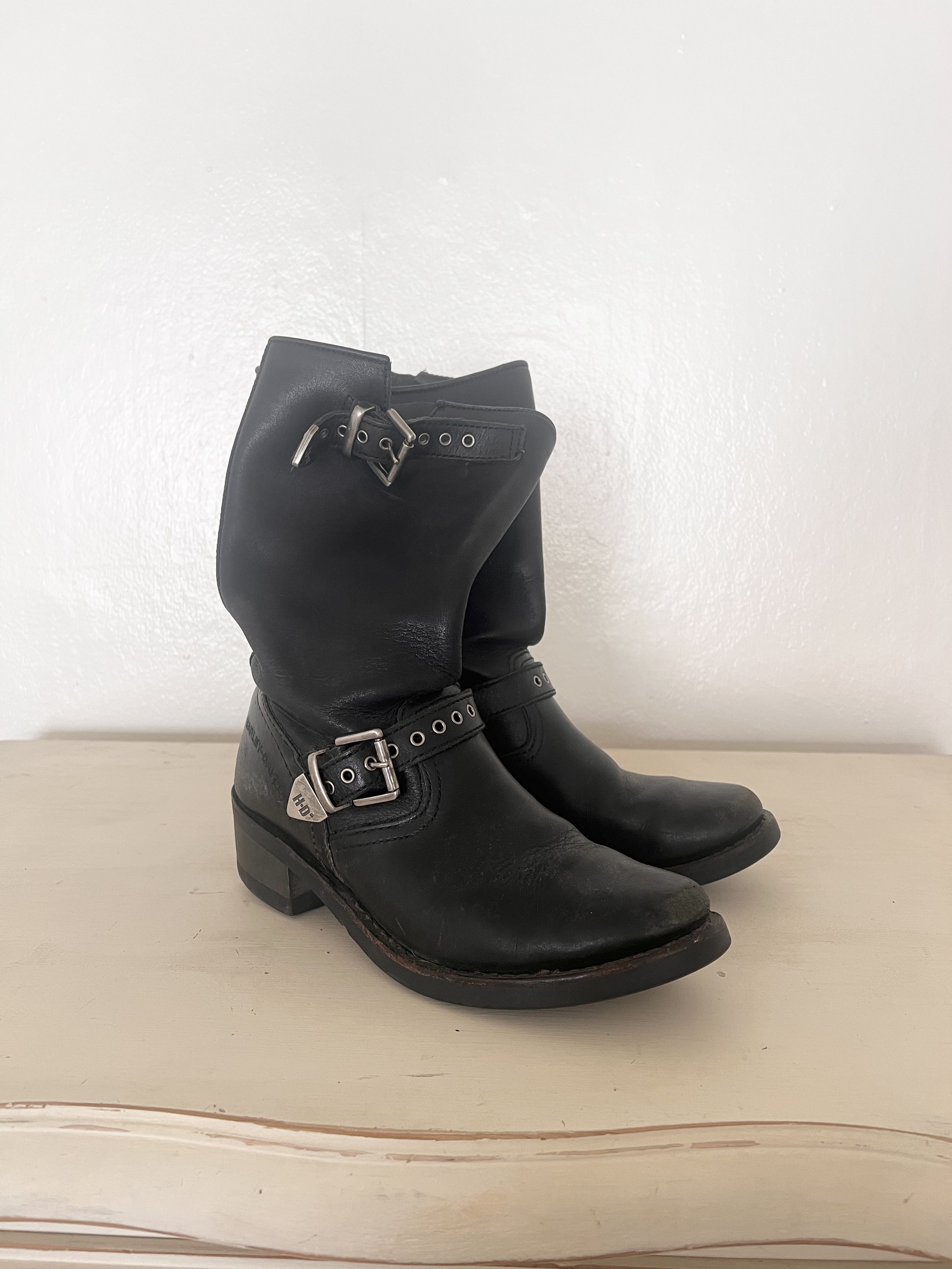 Harley Davidson Vintage Harley Davidson Black Leather Biker Boots Size US 9 / IT 39 - 2 Thumbnail