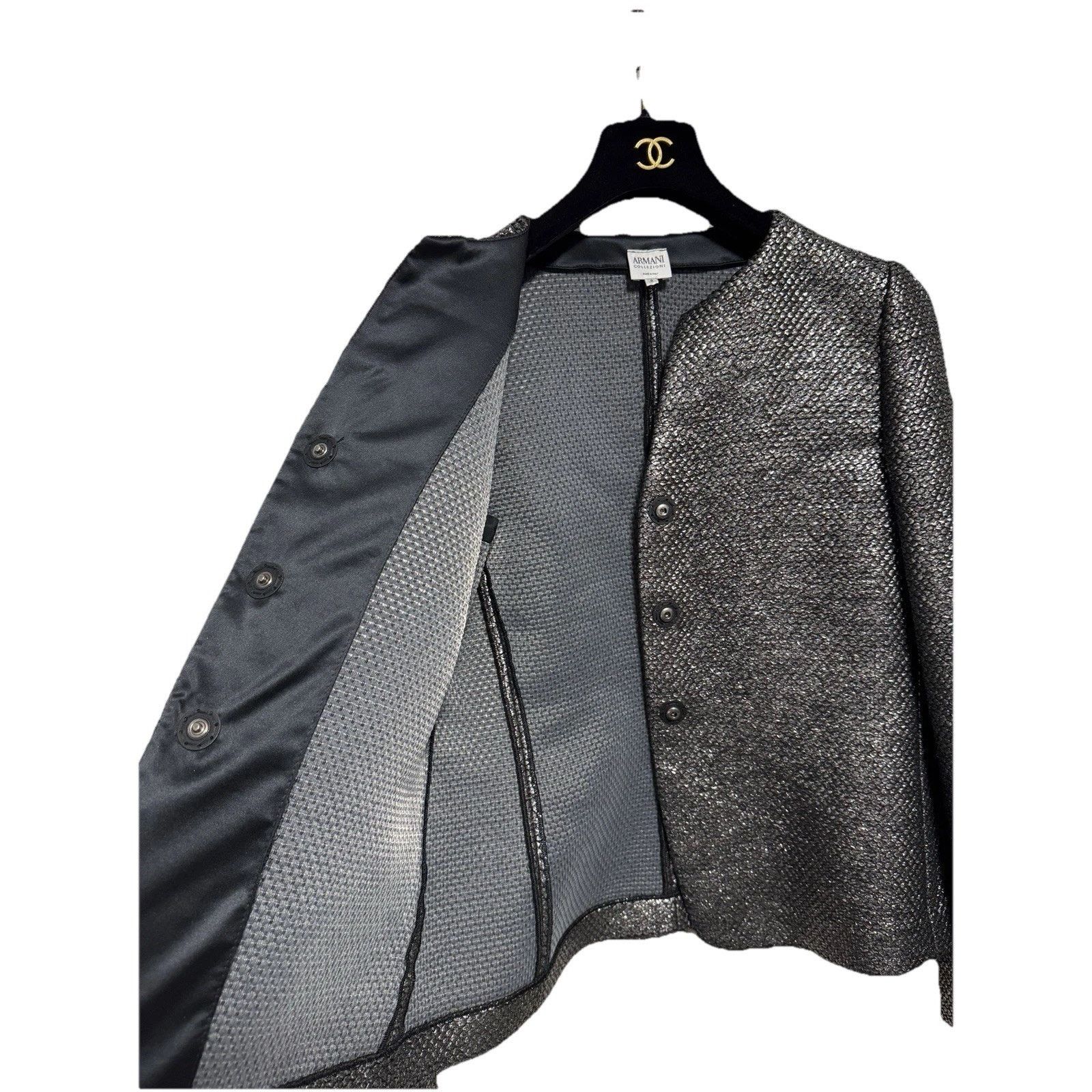 Armani Collezioni Armani Collezioni Pewter Wool Silk Blazer Size M / US 6-8 / IT 42-44 - 3 Thumbnail