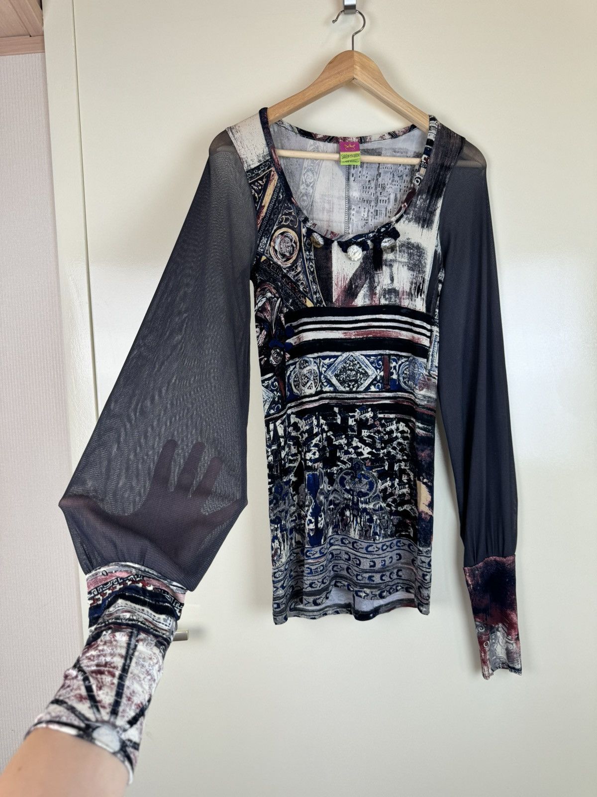 Hysteric Glamour Save the queen mesh sleeves rundholz Style long blouse tunic Size L / US 10 / IT 46 - 1 Thumbnail