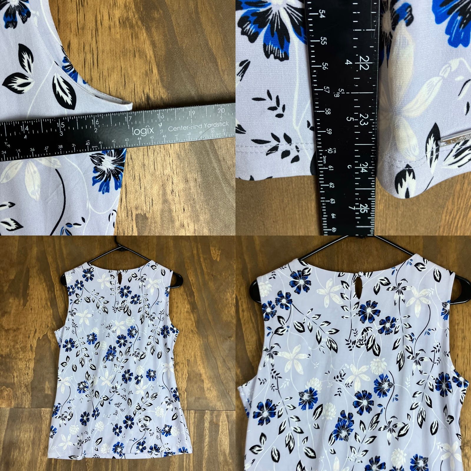 Vintage Ivanka Trump Blouse Purple Multi Floral Pleated Front Sleeveless Stretch S Women Modern Workwear Casual Formal Party/Cocktail Size S / US 4 / IT 40 - 8 Thumbnail