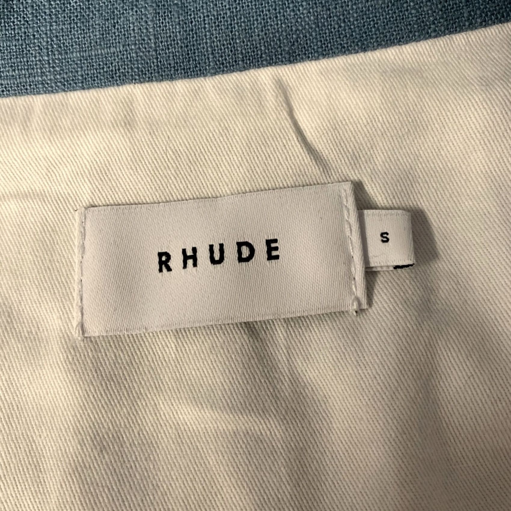 Rhude RHUDE Size S Blue White Color Block Linen Bomber Jacket Size US S / EU 44-46 / 1 - 6 Thumbnail