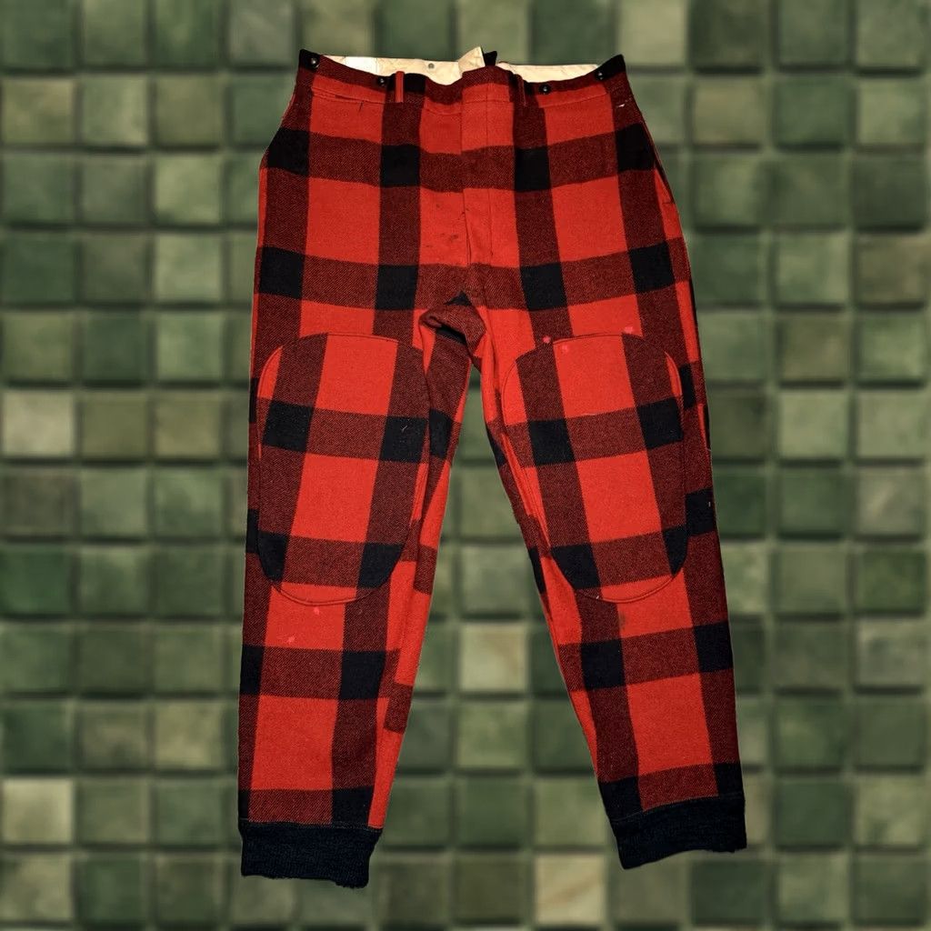 Vintage VINTAGE 1960s LL Bean Hunting Pants Red Black Plaid Wool Buffalo Mens Size 38 X 32 Size US 38 / EU 54 - 1 Thumbnail