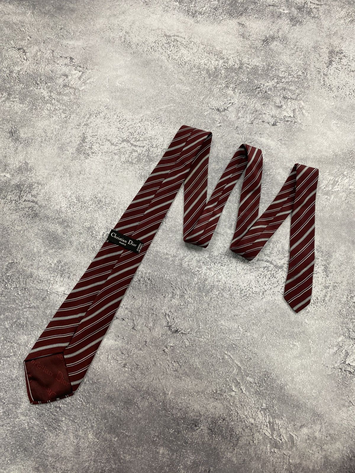 Christian Dior Monsieur Vintage Christian Dior Paris Striped Silk Tie Luxury France Size ONE SIZE - 4 Thumbnail