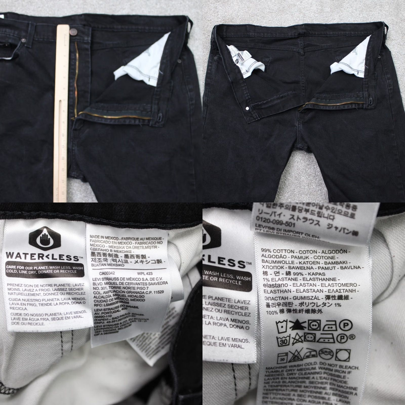 Levi's Levi's 505 Jeans Mens 42x30 Black Regular Fit Straight Leg Denim Cotton Stretch Size US 42 / EU 58 - 8 Thumbnail