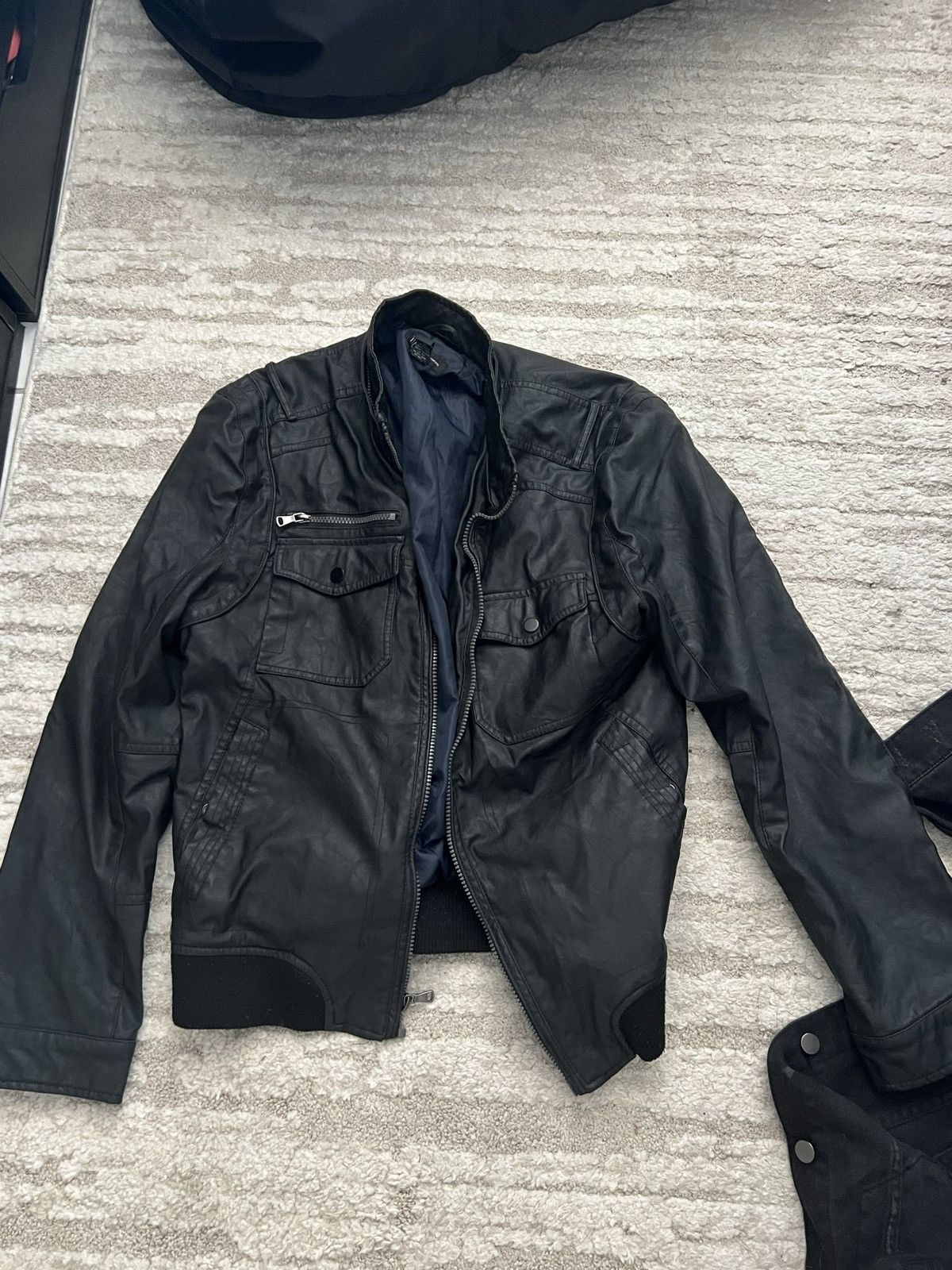 I.N.C INC Mens Faux Black Leather Jacket Size Medium Size US M / EU 48-50 / 2 - 1 Thumbnail
