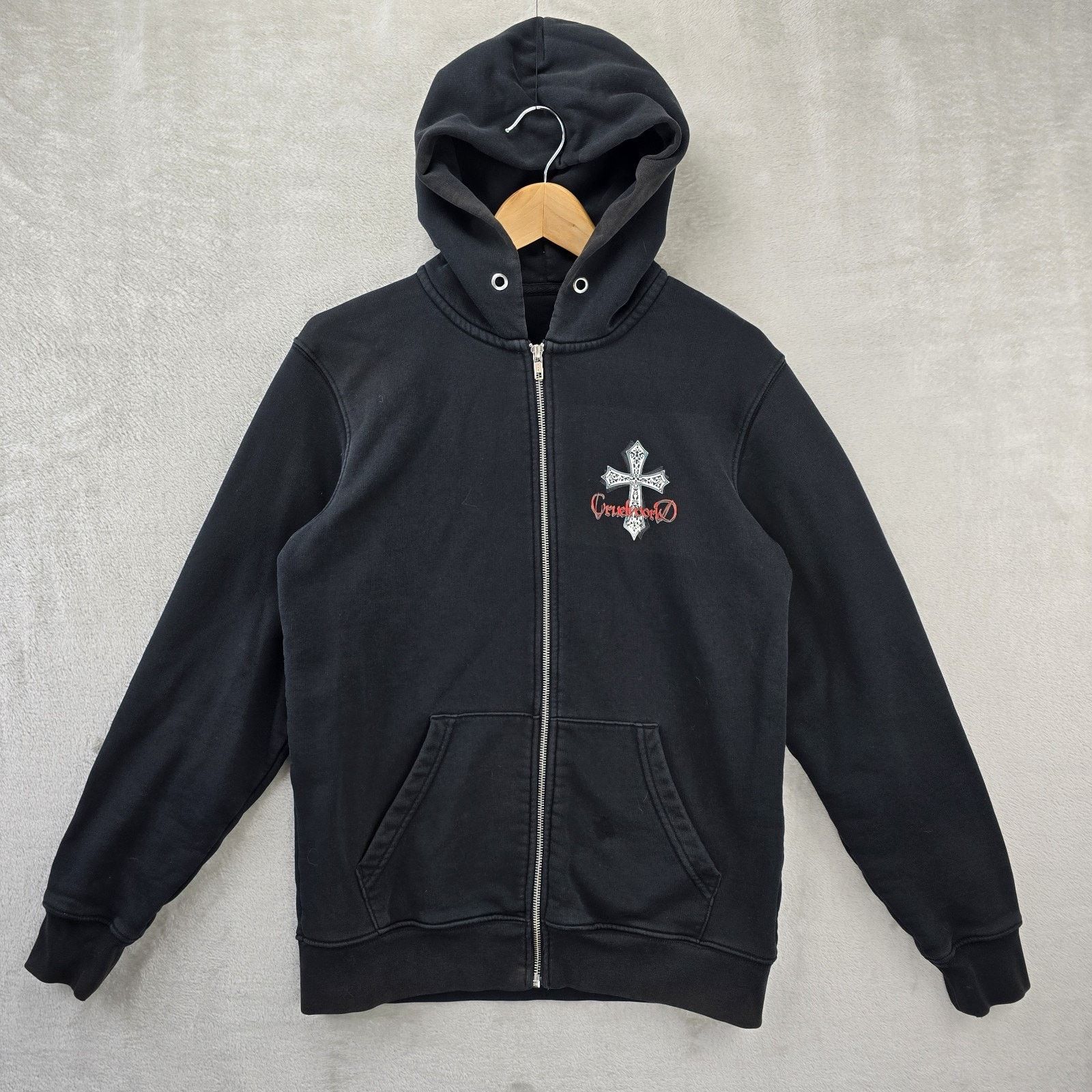 Other Cruel World Zip Up Hoodie Small Cross Y2K Goth Grunge Size US S / EU 44-46 / 1 - 2 Thumbnail
