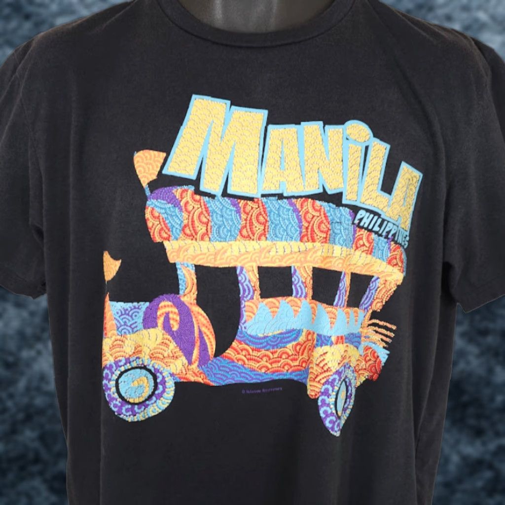 Vintage VINTAGE3 Manila Philippines T Shirt Mens Size XL Black Jeepney Travel Destination Tee Size US XL / EU 56 / 4 - 1 Thumbnail