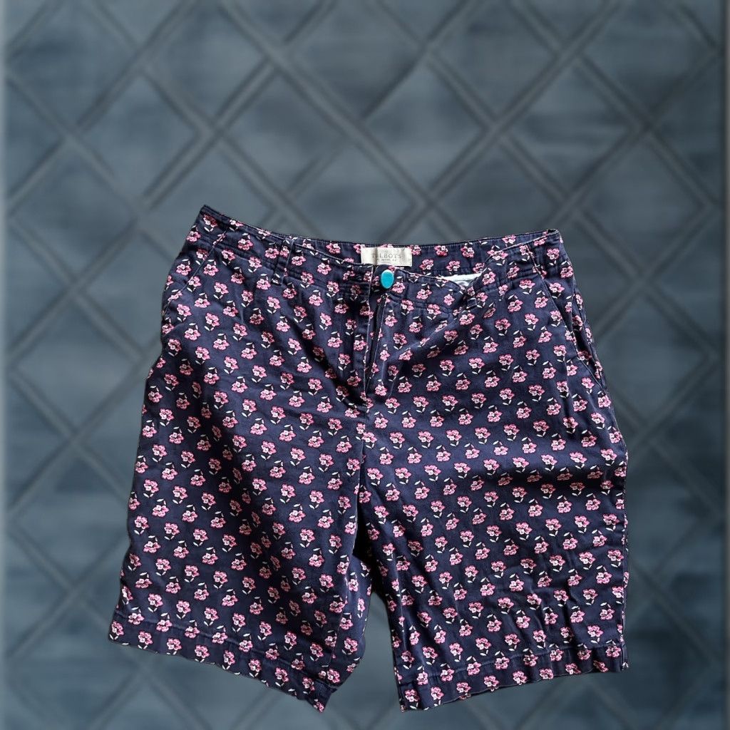 Talbots VINTAGE Talbots Women's Shorts Bermuda 12P Petites Navy Pink Floral Casual Summer Coastal Grandma Size 29" - 1 Thumbnail