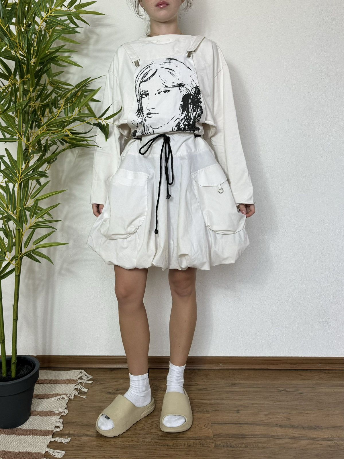 VINTAGE BALLOON PRINTED WOMAN MIDI DRESS